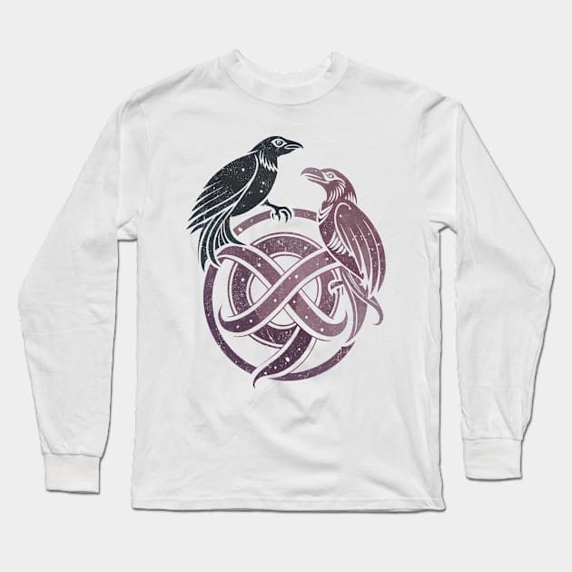 Hugin and Munin Viking God Mythology Ravens Long Sleeve T-Shirt by Ravenglow